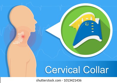Cervical collar prevent movement backboard prehospital support body immobilization transport road traffic technician disease secure therapeutically x-ray wear safety life victim help first aid risk svg