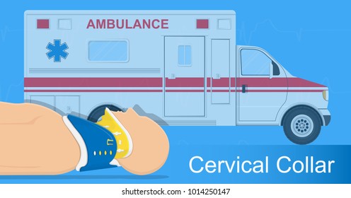 Cervical collar prevent movement backboard prehospital support body immobilization transport road traffic technician disease secure therapeutically x-ray wear safety life victim help first aid risk svg