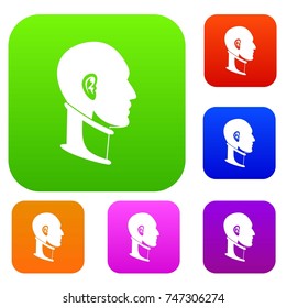 Cervical collar set icon color in flat style isolated on white. Collection sings vector illustration