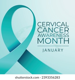 Cervical Health Awareness Month design template good for celebration usage. teal ribbon for template. ribbon vector design. cervical awareness design.