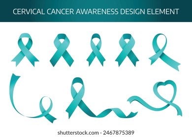 Plantilla de diseño del Mes de Concientización de la Salud Cervical buena para el uso de la celebración. cinta verde azulada para la Plantilla. diseño de Vector de cinta. diseño de conciencia cervical.