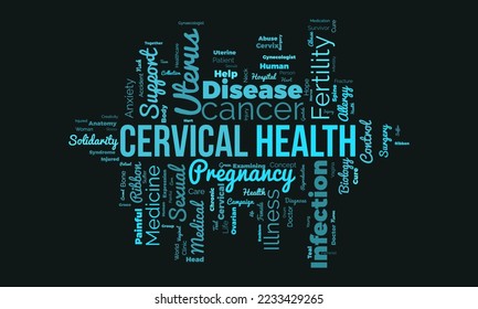 Cervical Health word cloud background. Health awareness Vector illustration design concept.