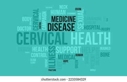 Fondo de nube de palabras de salud cervical. Conciencia de la salud Concepto de diseño de ilustraciones vectoriales.