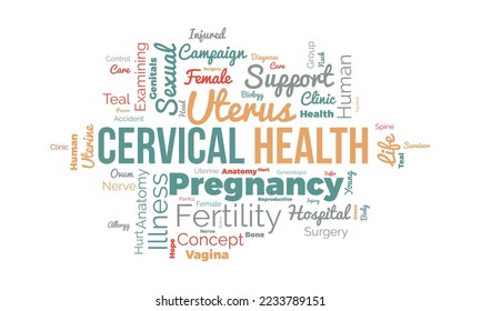 Fondo de nube de palabras de salud cervical. Conciencia de la salud Concepto de diseño de ilustraciones vectoriales.