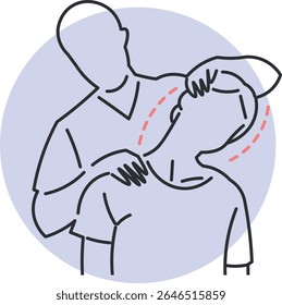 Técnica de fisioterapia cervical aplicada para aliviar a tensão no pescoço feminino