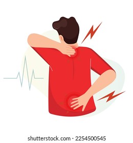 Cervical Spondylosis - PPain in Back and Neck -  Stock Illustration as EPS 10 File