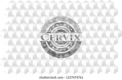 Cervix grey emblem with cube white background