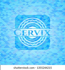 Cervix sky blue emblem with mosaic ecological style background