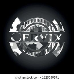Cervix written on a grey camouflage texture