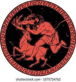 Ceryneian Hind. Cerynitis or the Golden Hind. 12 Labours of Hercules Heracles. Myths Of Ancient Greece illustration