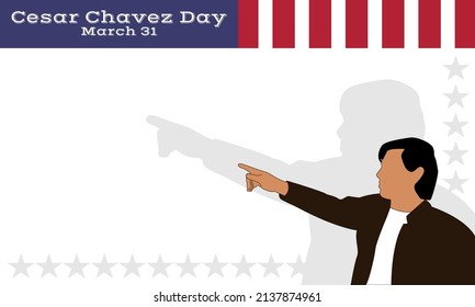 Cesar Chavez Day. Flat style illustration with USA flag ornament. The official national American holiday, celebrated annually. Suitable for poster, banner, background, backdrop.