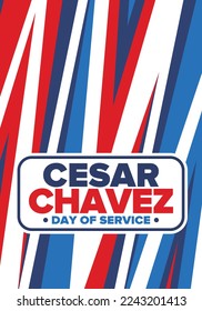 Cesar Chavez Day. Tag des Dienstes und des Lernens. Der offizielle Feiertag in den USA, jährlich in den Vereinigten Staaten gefeiert. Vektorplakat, Banner und Illustration