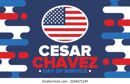 Cesar Chavez Day. Tag des Dienstes und des Lernens. Der offizielle Feiertag in den USA, jährlich in den Vereinigten Staaten gefeiert. Vektorplakat, Banner und Illustration