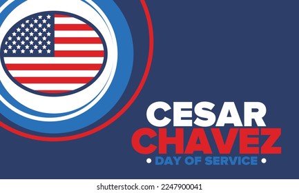 Cesar Chavez Day. Tag des Dienstes und des Lernens. Der offizielle Feiertag in den USA, jährlich in den Vereinigten Staaten gefeiert. Vektorplakat, Banner und Illustration