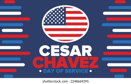 Cesar Chavez Day. Tag des Dienstes und des Lernens. Der offizielle Feiertag in den USA, jährlich in den Vereinigten Staaten gefeiert. Vektorplakat, Banner und Illustration