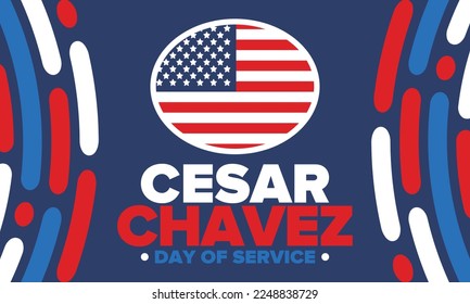Cesar Chavez Day. Tag des Dienstes und des Lernens. Der offizielle Feiertag in den USA, jährlich in den Vereinigten Staaten gefeiert. Vektorplakat, Banner und Illustration