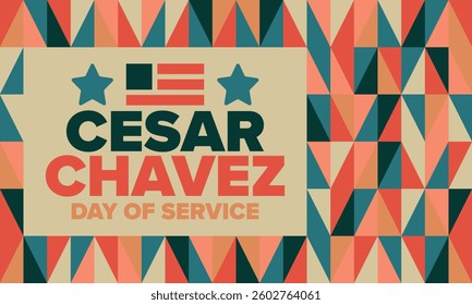 Cesar Chavez Day. Day of service and learning. The official national american holiday, celebrated annually in Uniter States. Vector poster, banner and illustration