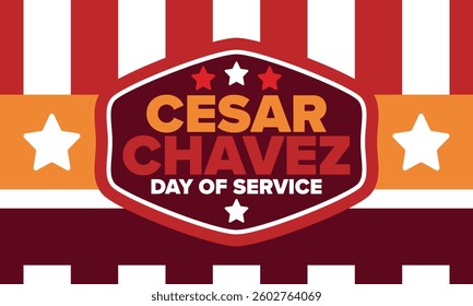 Cesar Chavez Day. Day of service and learning. The official national american holiday, celebrated annually in Uniter States. Vector poster, banner and illustration