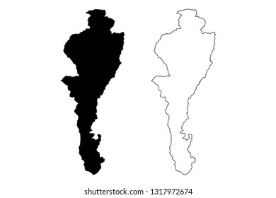 Cesar Department (Colombia, Republic of Colombia, Departments of Colombia) map vector illustration, scribble sketch Department of Cesar map