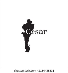 Cesar map and black lettering design on white background