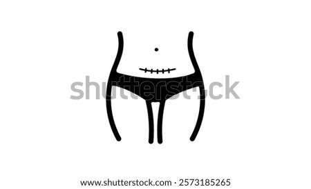 cesarean section, black isolated silhouette