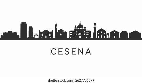 Cesena Skyline Italy Cityscape Silhouette.