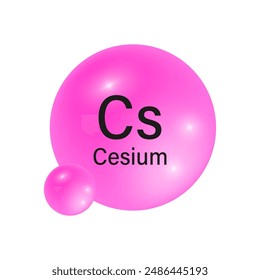 Cesium element icon. Pink gradient spheres. Vector chemistry symbol. Shiny reflective design.