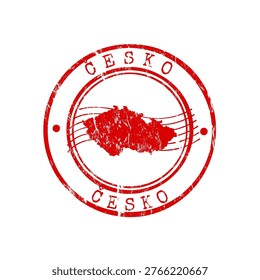 Cesko red rubber stamp with map of Czech Republic	