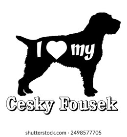 Cesky Fousek I love my Dog silhouette dog breeds logo dog monogram vector

