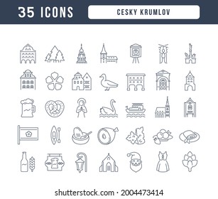 Cesky Krumlov. Collection of perfectly thin icons for web design, app, and the most modern projects. The kit of signs for category Countries and Cities.