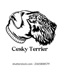 Cesky Terrier Dog silhouette. Dog face Dog monogram, Breed of dogs