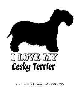 Cesky Terrier I love my dog Dog silhouette dog breeds logo dog monogram vector