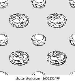 Cesnika seamless pattern greyscale drawing. Useable for wallpaper or any sized decoration. Handdrawn Vector Illustration