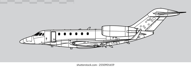 Vektorgrafik von Geschäftsflugzeugen. Seitenansicht. Bild für Illustration und Infografiken.