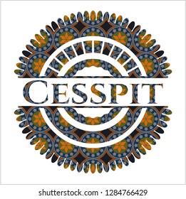 Cesspit arabic emblem. Arabesque decoration.