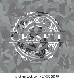 Cesspit on grey camouflaged pattern