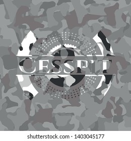 Cesspit on grey camouflaged texture