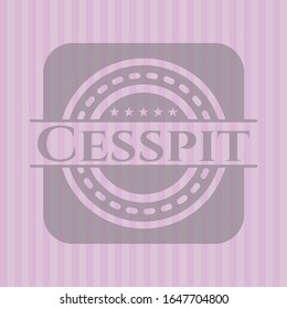 Emblema rosa vintage de cepo. Ilustración vectorial. Detallado.