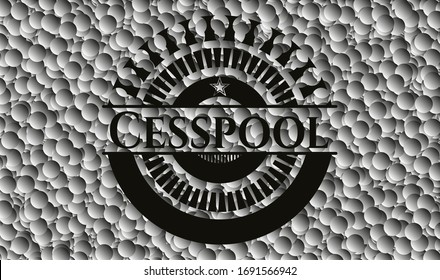 Icono oscuro de Cesspool o emblema con fondo de burbujas grises. Ilustración vectorial. Detallado. 