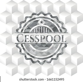 Emblema gris de cebolla. Retro con fondo blanco de cubo geométrico