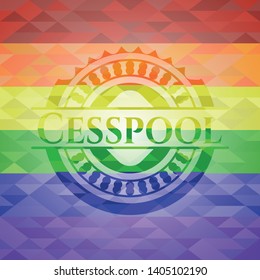 Cesspool on mosaic background with the colors of the LGBT flag