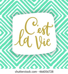 C'est la vie. French phrase means that's life. Hand draw calligraphic quote for fashion clothes and cards