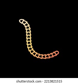 Cestoda Vector Parasitic Worms Concept Yellow Outline Icon On Dark Background