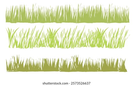 cet of grass isolated on white background. Green grass collection. Flat vector illustration. eps10