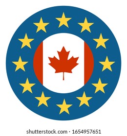 CETA - Comprehensive Economic And Trade Agreement. Europe And Canada Association. Trade Union. Flags Of The European Union And Canada