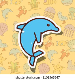 cetacean dolphin sea life cartoon