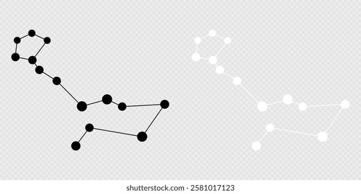 Cetus constellation map set. Vector illustration.