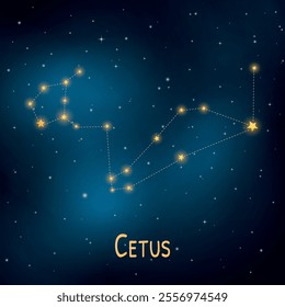 Cetus constellation in a starry night sky: astronomy, science, universe, celestial patterns.