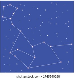 Cetus, whale, constellation at starry night sky