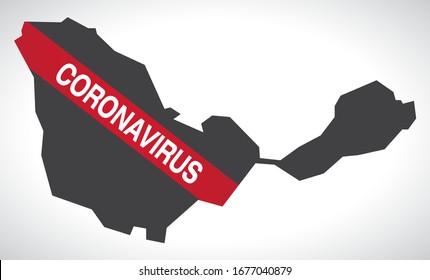 Ceuta City SPAIN region map with Coronavirus warning illustration
